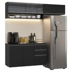 Armário de cozinha compacta 200 cm suspenso preto nice madesa 12 xa