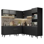 Armário de cozinha completa de canto 445 cm preto nice madesa 02