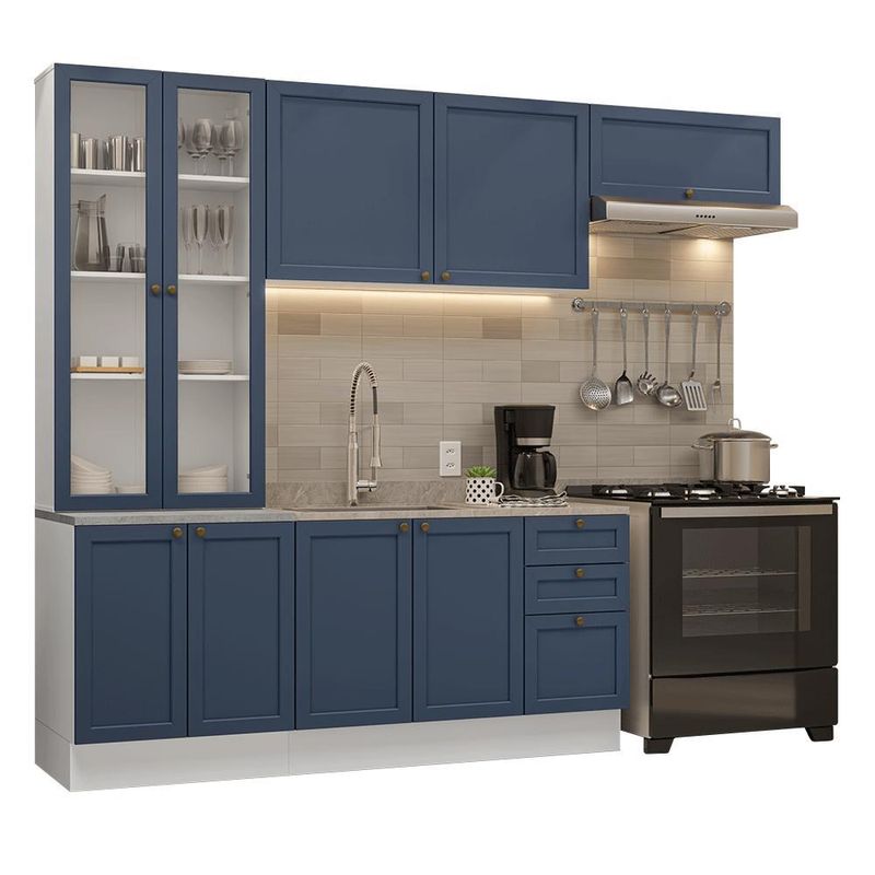 Armário de cozinha completa 270 cm branco vik madesa 05