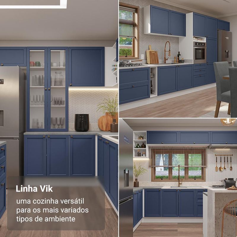 Armário de cozinha completa 270 cm branco vik madesa 05