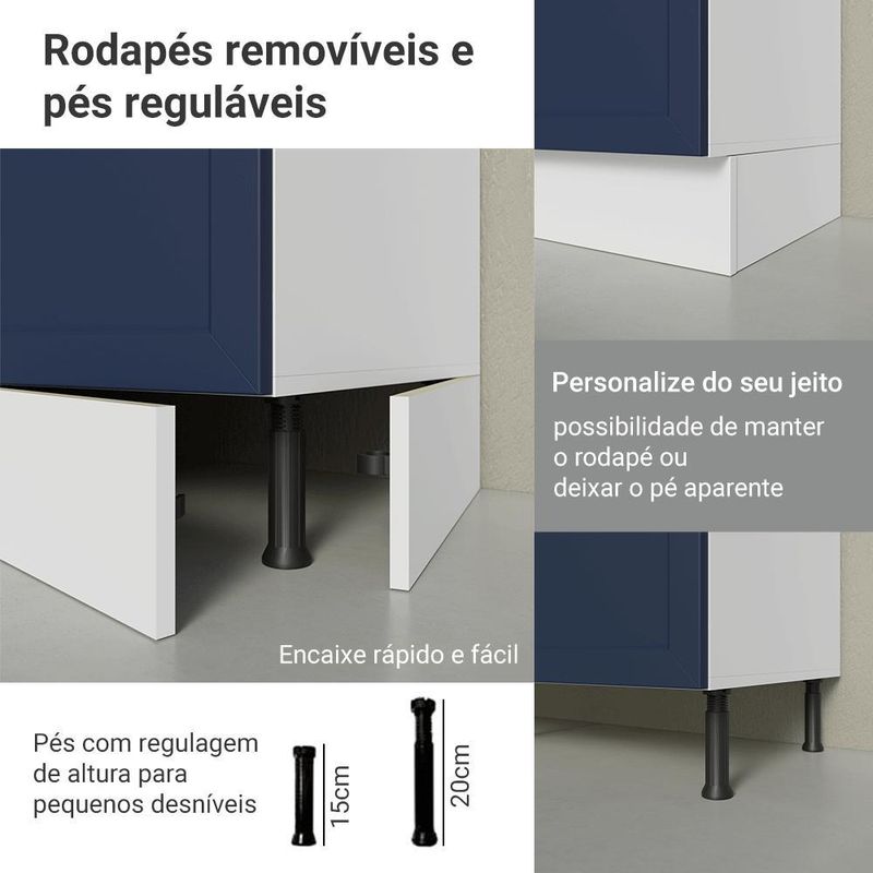 Armário de cozinha completa 270 cm branco vik madesa 05