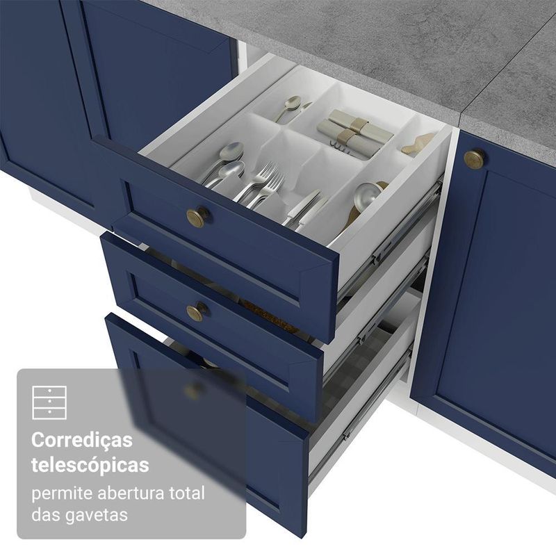 Armário de cozinha completa 270 cm branco vik madesa 05