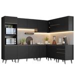 Armário de cozinha completa de canto 465 cm preto nice madesa 01