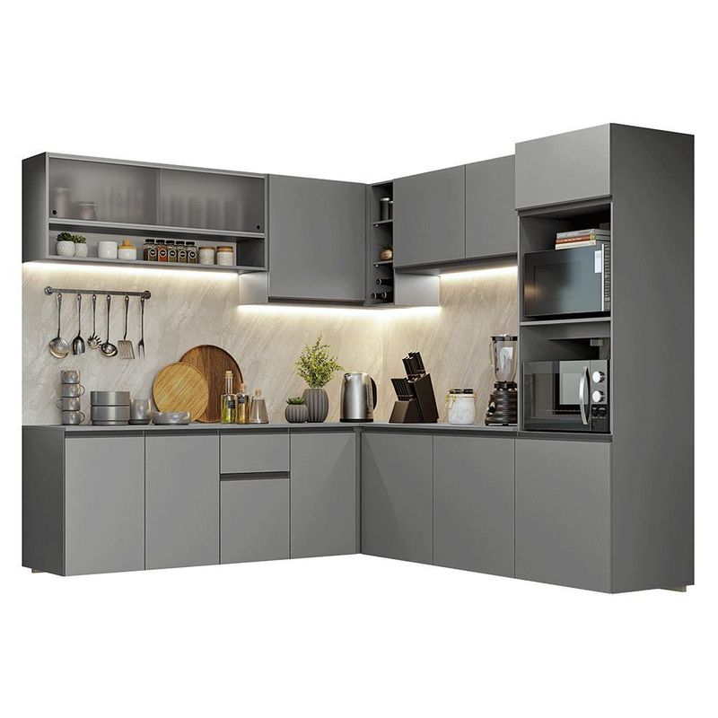 Armário de cozinha completa de canto 445cm suspensa nice madesa 03