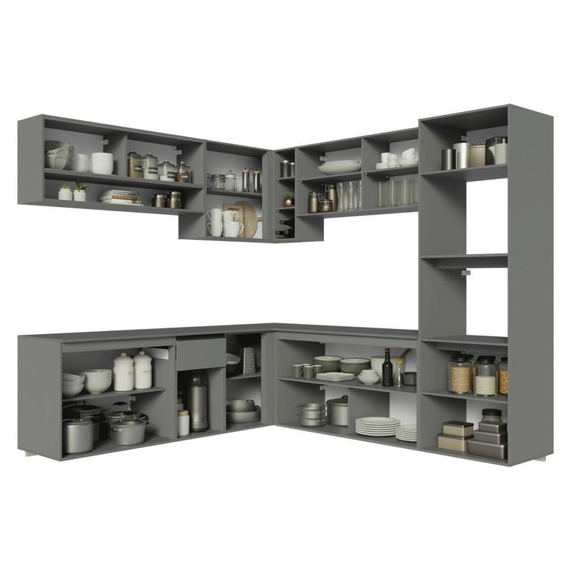Armário de cozinha completa de canto 445cm suspensa nice madesa 03