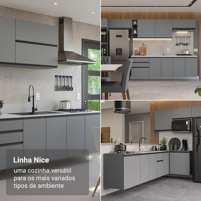 Armário de cozinha completa de canto 445cm suspensa nice madesa 03