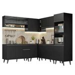 Armário de cozinha completa de canto 445 cm preto nice madesa 01