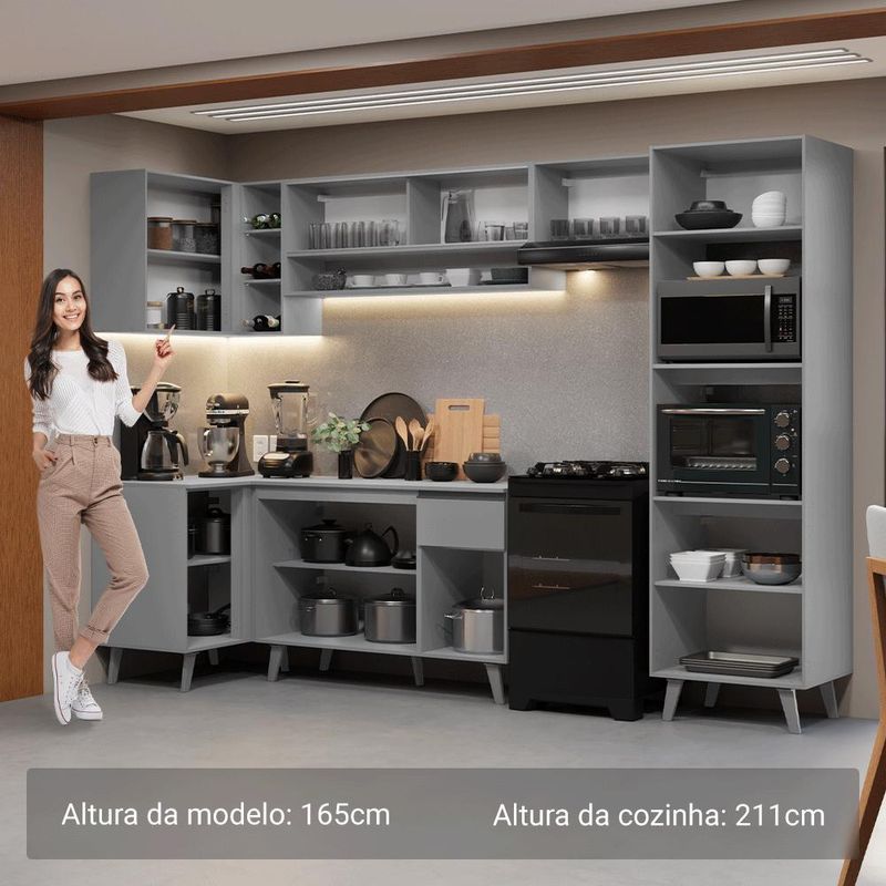 Armário de cozinha completa de canto 385cm nice madesa 04