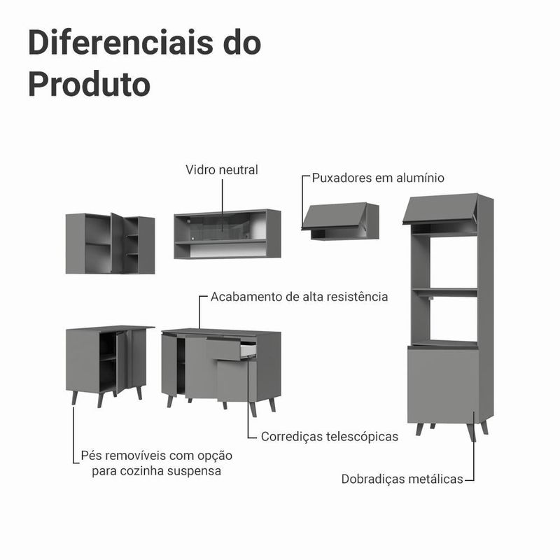 Armário de cozinha completa de canto 385cm nice madesa 04