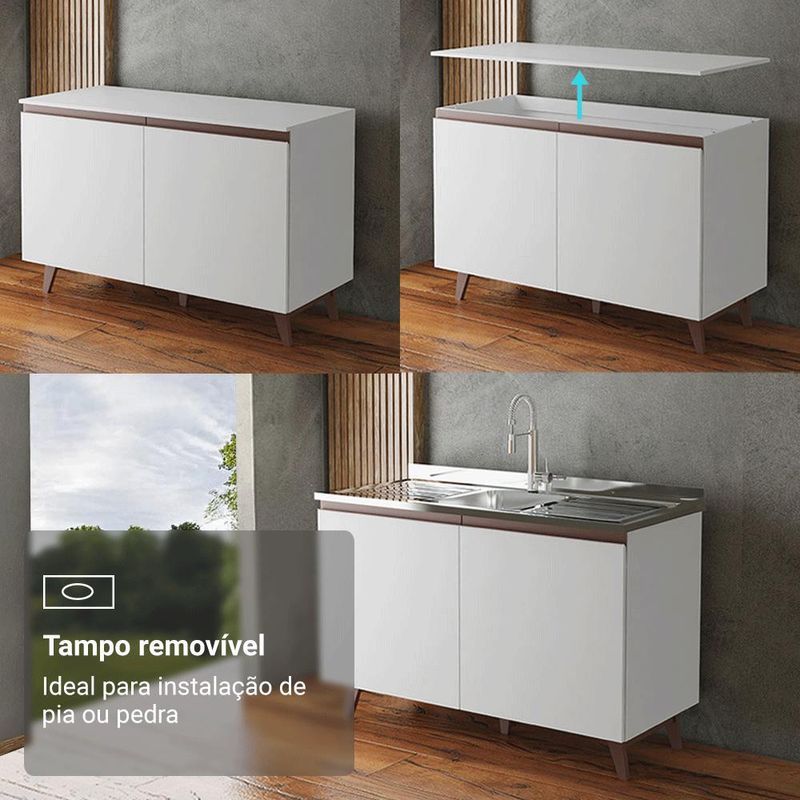Armário de cozinha completa 250cm branco reims madesa 08