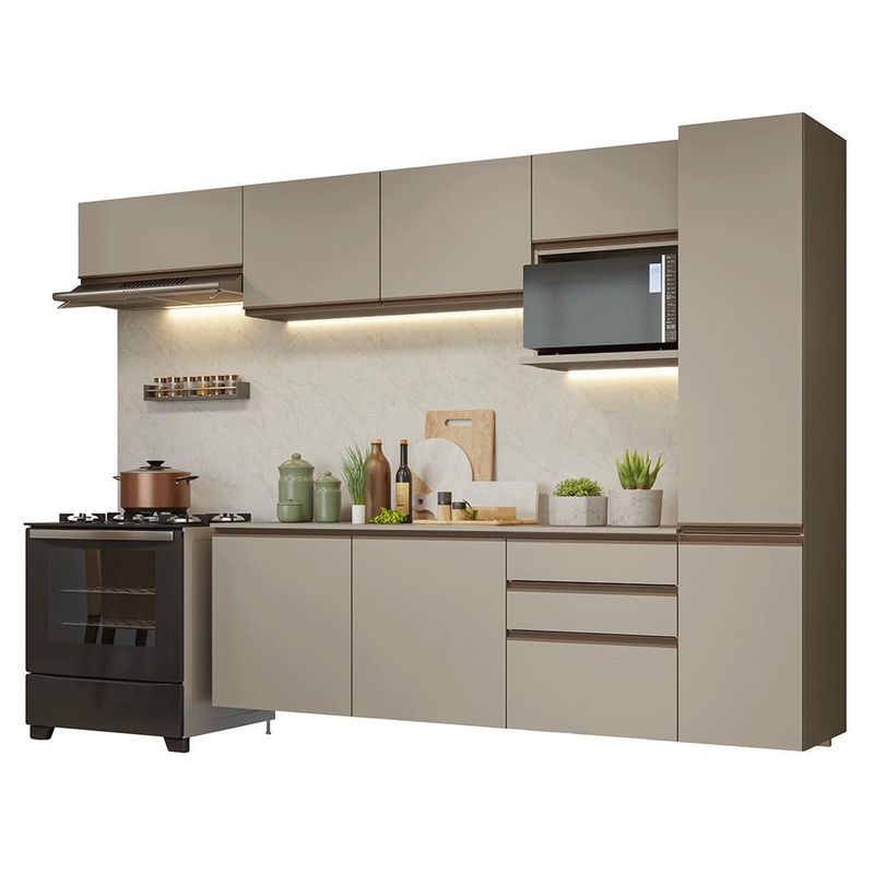 Armário de cozinha completa 300cm suspensa nice madesa 10