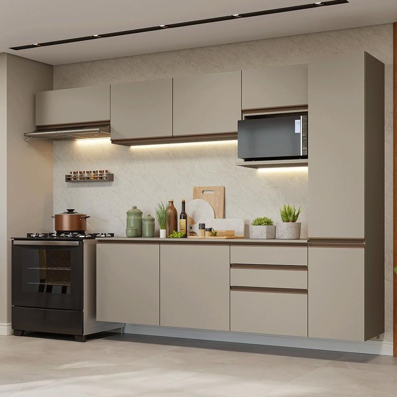 Armário de cozinha completa 300cm suspensa nice madesa 10