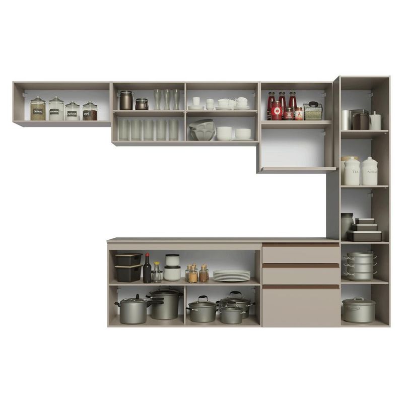 Armário de cozinha completa 300cm suspensa nice madesa 10