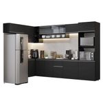 Armário de cozinha completa de canto suspenso 465 cm preto nice madesa 03
