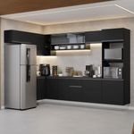 Armário de cozinha completa de canto suspenso 465 cm preto nice madesa 03