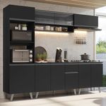 Armário de cozinha completa 260 cm preto nice madesa 01