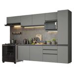 Armário de cozinha completa 300cm suspensa cinza nice madesa 10