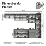 Armário de cozinha completa 300cm suspensa cinza nice madesa 10