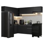 Armário de cozinha completa de canto suspenso 405 cm preto nice madesa 01