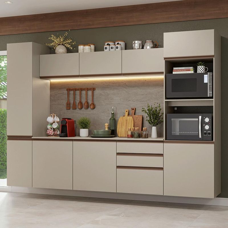 Armário de cozinha completa 280cm suspensa nice madesa 06