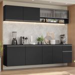 Armário de cozinha completa 260 cm suspenso preto nice madesa 04