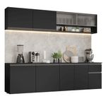 Armário de cozinha completa 260 cm suspenso preto nice madesa 04