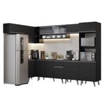Armário de cozinha completa de canto 465 cm preto nice madesa 05