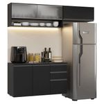 Armário de cozinha compacta 200 cm suspenso preto nice madesa 11 xa