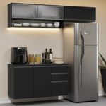Armário de cozinha compacta 200 cm suspenso preto nice madesa 11 xa