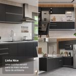Armário de cozinha compacta 200 cm suspenso preto nice madesa 11 xa