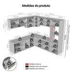 Armário de cozinha completa de canto 445cm suspensa cinza nice madesa 03