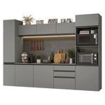Armário de cozinha completa 280cm suspensa cinza nice madesa 06