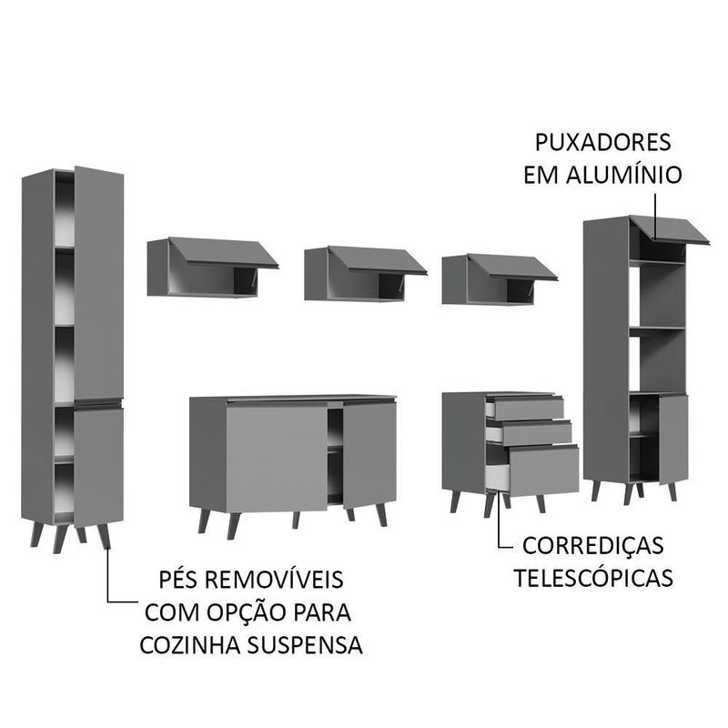 Armário de cozinha completa 280cm nice madesa 01