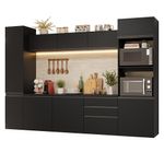 Armário de cozinha completa 280 cm suspenso preto nice madesa 06