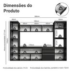 Armário de cozinha completa 280 cm suspenso preto nice madesa 06