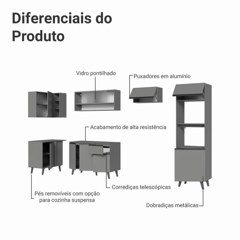 Armário de cozinha completa de canto 385cm nice madesa 03