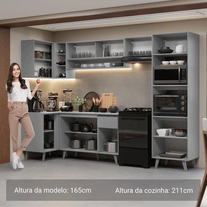 Armário de cozinha completa de canto 385cm nice madesa 03