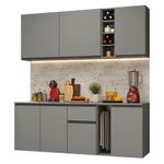 Armário de cozinha compacta 180 cm suspenso cinza nice madesa 04