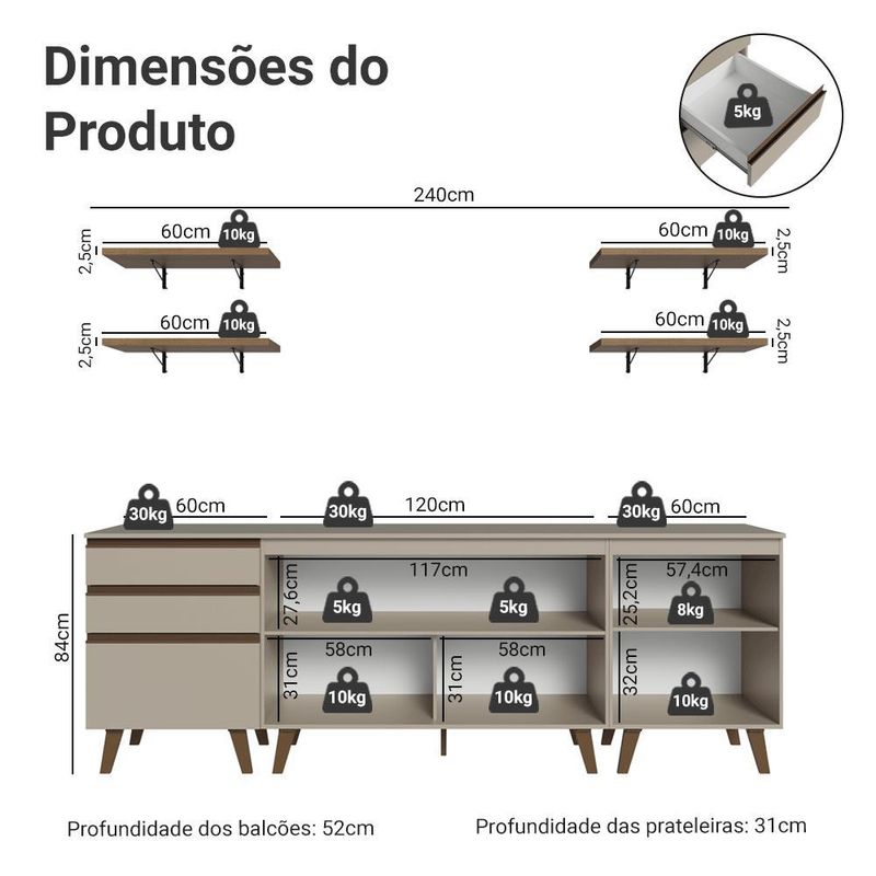 Armário de cozinha completa 240cm nice madesa 01