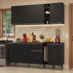 Armário de cozinha compacta 180 cm preto nice madesa 01