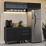 Armário de cozinha compacta 200cm preto nice madesa 14