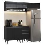 Armário de cozinha compacta 200cm preto nice madesa 14