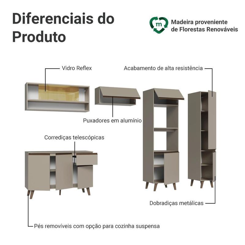 Armário de cozinha completa 300cm nice madesa 09
