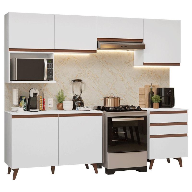 Armário de cozinha completa 250cm branco reims madesa 09