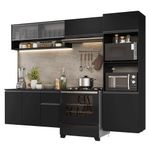 Armário de cozinha completa 260 cm suspenso preto nice madesa 11