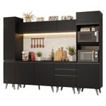 Armário de cozinha completa 280 cm preto nice madesa 01