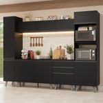Armário de cozinha completa 280 cm preto nice madesa 01