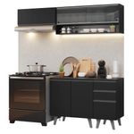 Armário de cozinha compacta 200 cm preto nice madesa 14