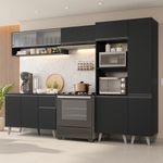Armário de cozinha completa 300 cm preto nice madesa 08