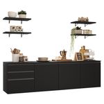 Armário de cozinha completa 240 cm suspenso preto nice madesa 10